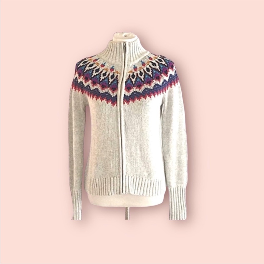 Chaps Colourful Knit Sweater Zip Up Cardigan Coat Women’s